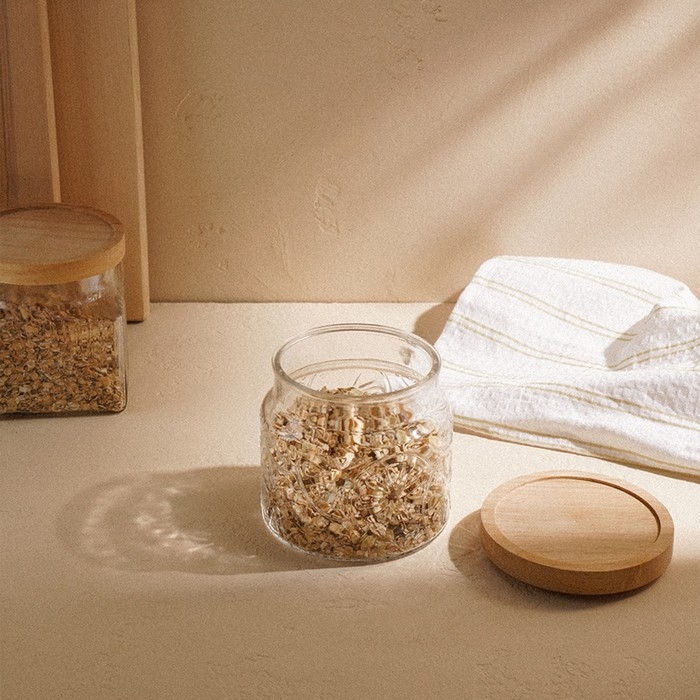 Банка стеклянная для хранения сыпучих продуктов SL Home «Валенсия», 1 л, 12×11,5 см, с деревянной крышкой Банка стеклянная для хранения сыпучих продуктов SL Home «Валенсия», 1 л, 12×11,5 см, с деревянной крышкой