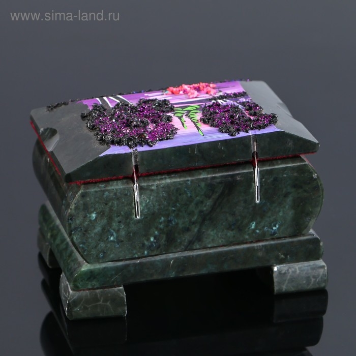 Ларец Ларец "Ночь" 9х6,5х6 см, каменная крошка, змеевик