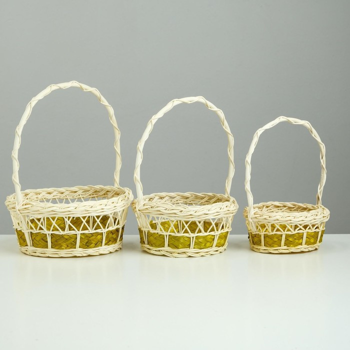 Набор корзин плетеных из 3-х :D20 H 8/27; D17 H 7 H 25; D13 H 6 H 21 см.(ротанг) Набор корзин плетеных из 3-х :D20 H 8/27; D17 H 7 H 25; D13 H 6 H 21 см.(ротанг)