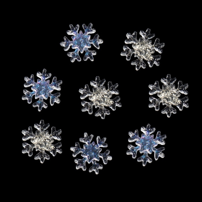 Новый год! Фигурки для дизайна ногтей «Снежинки», цвет полупрозрачный Новый год! Фигурки для дизайна ногтей «Снежинки», цвет полупрозрачный