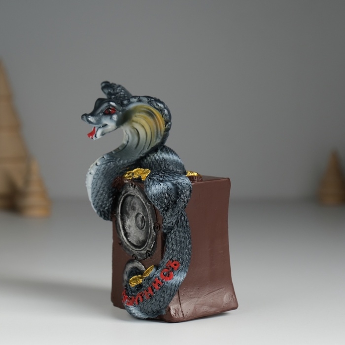 Копилка полистоун Копилка полистоун "Змея тёмная на сейфе" 8,3х5,3х11,2 см