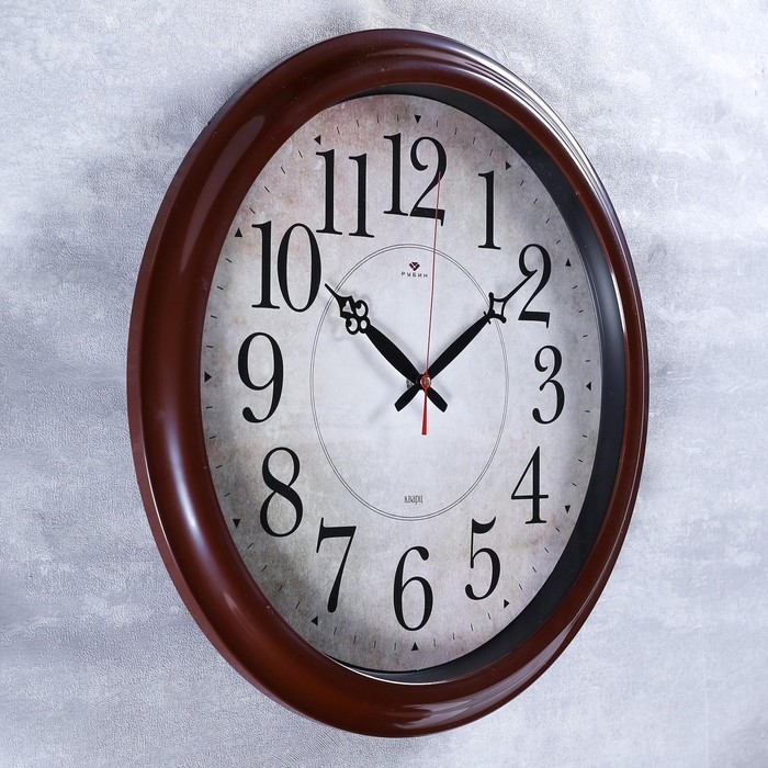 Часы настенные, интерьерные Часы настенные, интерьерные "Клавер", коричневые, циферблат 40 см, 48 см