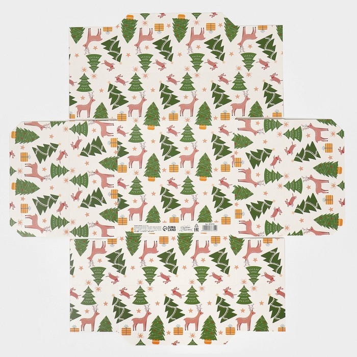 Коробка новогодняя складная «Новогодний город», 17 х 17 х 7 см, Новый год Коробка новогодняя складная «Новогодний город», 17 х 17 х 7 см, Новый год