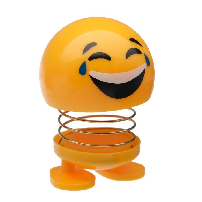 Смайл на пружинке, на панель в авто, смех, желтый Смайл на пружинке, на панель в авто, смех, желтый