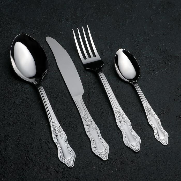 Набор столовых приборов &laquo;Славяна&raquo;, 24 предмета, толщина 1.2 мм, цвет серебряный