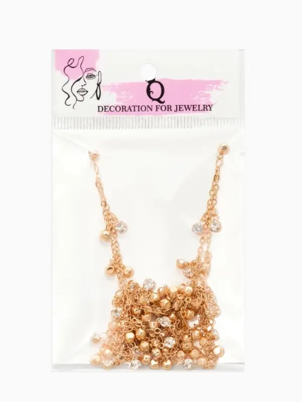 Цепочка со стразами 4 мм. L=100 см, мелкое плетение 2*1,8 мм, цвет золото