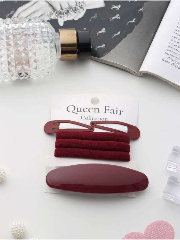 Набор для волос Набор для волос "Авиталь" (3 резинки 6 см, заколка-автомат 9 см, 2 невидимки 4,5 см) бордо 1069156