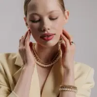 Чокеры &laquo;Стиль&raquo;, набор 3 шт. бусины №8, со стразами, тянется, 35 + удлинитель 5 см, белый в золоте