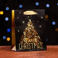 Пакет ламинированный «Золотой Merry Christmas» 11.5×14.5×6 см