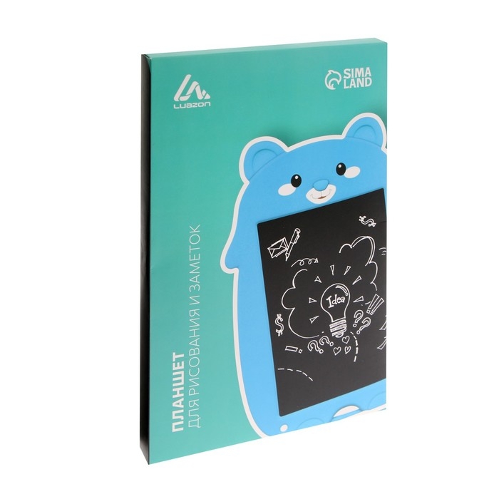Планшет для рисования и заметок Luazon Планшет для рисования и заметок Luazon "Медвежонок", 9", функция блокировки, синий