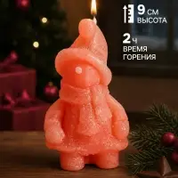 Свеча новогодняя &laquo;Снеговик артик&raquo;, 5.5&times;4.5&times;9 см, 2 ч