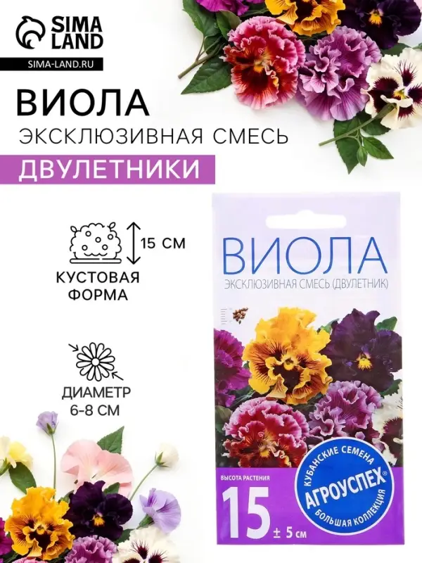 Семена цветов Виола &laquo;Эксклюзивная смесь&raquo;, 0.05 г, &laquo;Агроуспех&raquo;