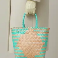 Сумка плетёная, 30&times;15&times;35 см, пластик, бирюзово-жёлтая