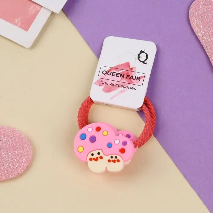 Резинка для волос  Резинка для волос "Крошка" (набор 2 шт) грибочки,3 см ,розовый