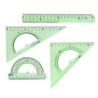 Набор чертёжный Calligrata, 4 предмета (линейка 20 см, 2 треугольника 30&deg;/60&deg;, 45&deg;/45&deg;, транспортир), МИКС