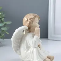 Сувенир керамика "Ангел в белом платье, сидит" 10х11,5х13,5 см