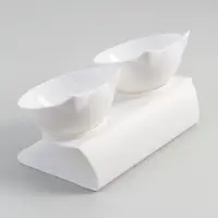 Миски, 27.5&times;14&times;15 см, 2 шт., на белой подставке, пластик, белые