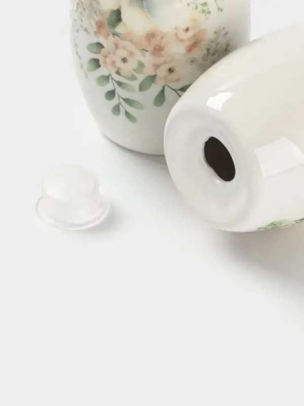 Набор для специй Доляна &laquo;Цветы&raquo;, 2 предмета: солонка, перечница 130 мл, доломит, белый