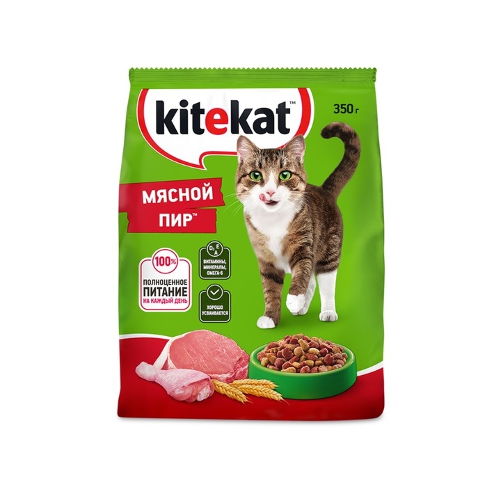 Сухой корм KiteKat  Сухой корм KiteKat "Мясной пир" для кошек, 350г