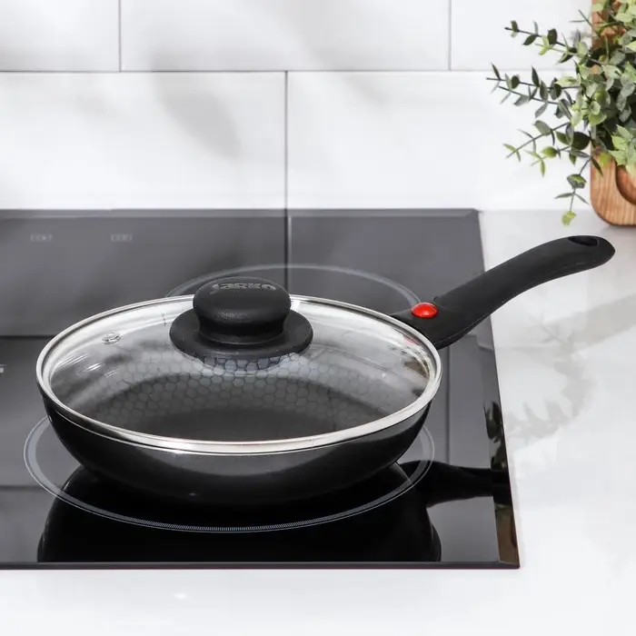 Сковорода Forever, d=20 см, стеклянная крышка, съёмная ручка, антипригарное покрытие, алюминий, чёрная