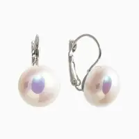 Серьги пластик "Майорика" круг, цвет белый в серебре