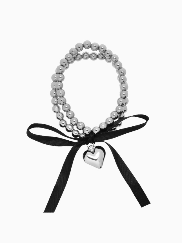 Браслет жемчуг «Сердеко» на резинке, бантик, цвет чёрный в серебре Браслет жемчуг «Сердеко» на резинке, бантик, цвет чёрный в серебре