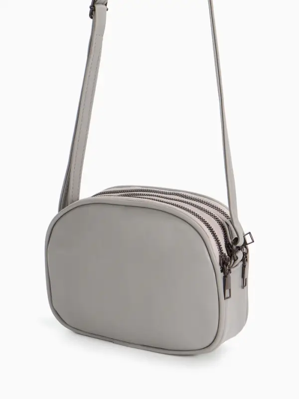 Сумка женская кросс-боди на молнии, 19&times;7&times;15 см, в клетку, серая