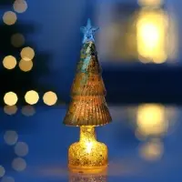 Светодиодная фигура &laquo;Ёлочка золотистая&raquo;, 1 LED, 15&times;6 см, от батареек AG13&times;3, свечение тёплое белое