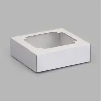 Коробка складная, крышка-дно,с окном, белая, 15 х 15 х 5 см