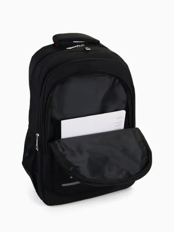 Рюкзак, 2 отдела, 4 кармана, 37&times;17&times;54 см, чёрный