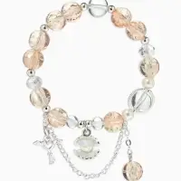 Браслет с подвесками "Сахарный" ракушка, шар №10/8, цвет шампань в серебре