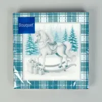 Салфетки бумажные трёхслойные «Скатерть с лошадью на зеленом», 33х33, 20 шт Салфетки бумажные трёхслойные «Скатерть с лошадью на зеленом», 33х33, 20 шт