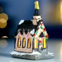 Светодиодная фигура &laquo;Дом с башней&raquo; 4.5&times;9&times;6 см, керамика, от батареек AG13&times;3, свечение тёплое белое