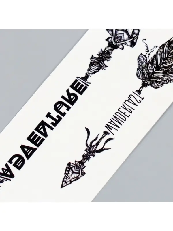 Переводная тату на тело чёрная «Стрелы с перьями», 20.8×4.7 см