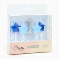 Свечи для торта «1-ый День Рождения Мальчика», серебро/голубой, 2,5 х 3,5 + 4 см, 5 шт Свечи для торта «1-ый День Рождения Мальчика», серебро/голубой, 2,5 х 3,5 + 4 см, 5 шт