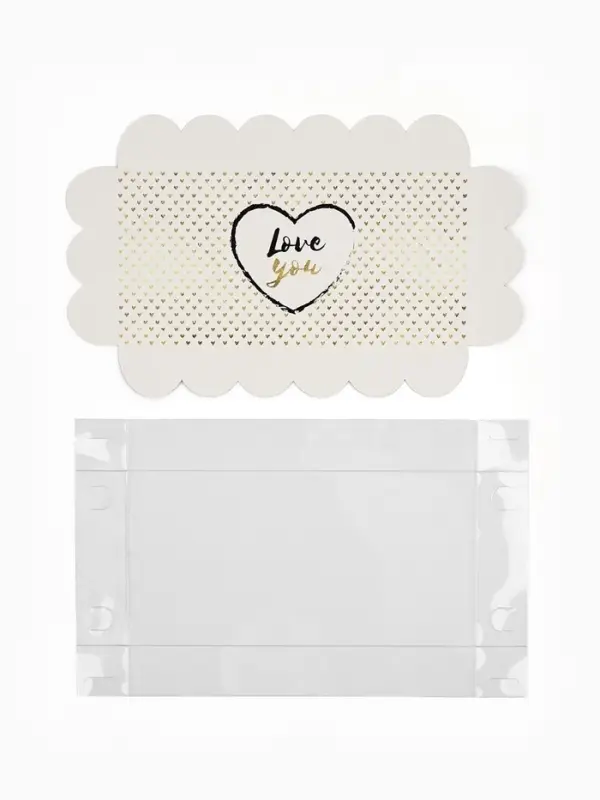 Коробка для печенья с прозрачной крышкой Love you, тиснение, 21&times;10.5&times;3 см