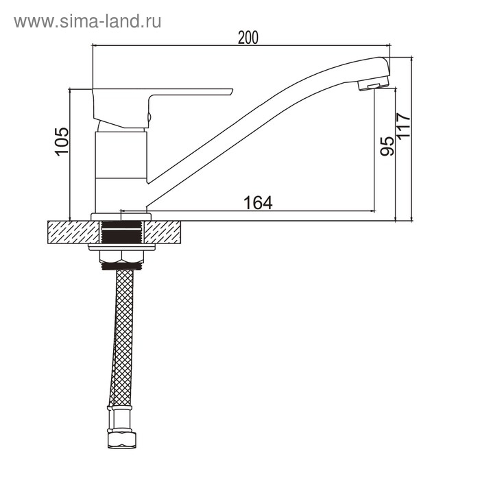 Смеситель для кухни Accoona А4264, однорычажный, хром Смеситель для кухни Accoona А4264, однорычажный, хром