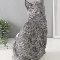Фигурка (гипс) Кошка Серая. Высота 31,5 см, Ширина 16 см, Длина 24 см.