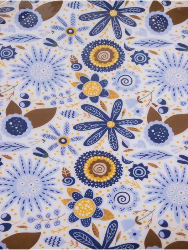 Поднос круглый с бортиками Поднос круглый с бортиками "Васильки" дерево манго 35х35х6,5 см