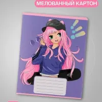 Комплект тетрадей из 10 штук, 12 листов в частую косую линию Calligrata "Аниме", обложка мелованный картон, ВД-лак, блок офсет, 5 видов по 2 штуки