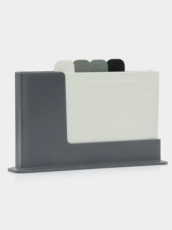 Набор досок разделочных с маркерами на подставке Комфорт Плюс, 4 шт., пластик, МИКС