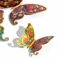 Магнит "Бабочка с розочками" набор 12 шт, 12х9 см, 10х8 см, 8х6 см, 6х4 см