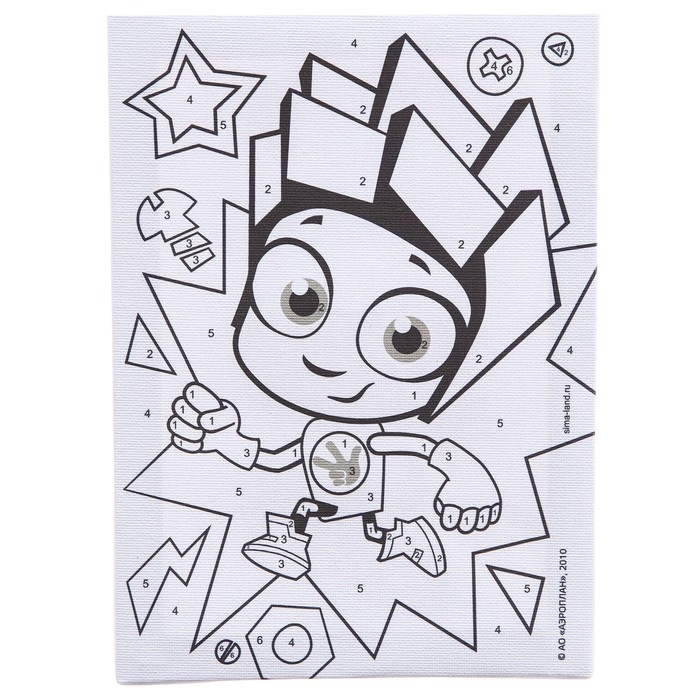 Картина по номерам для детей  Картина по номерам для детей "Нолик" 21х15 см, Фиксики