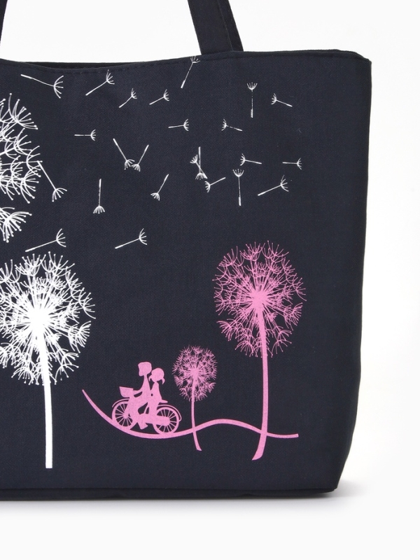 Шопер Одуванчики, 42*9*32, отдел на молнии, подклад, черный Шопер Одуванчики, 42*9*32, отдел на молнии, подклад, черный