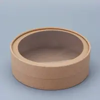 Коробка круглая подарочная завальцованная с окном, крафт, 18&times;6 см