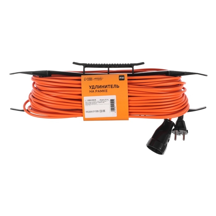 Удлинитель на рамке Luazon Lighting ECO, 1 розетка,ПВС 2х0.75, 6 А, 1300 Вт, IP 20, 40м, Оранжевый Удлинитель на рамке Luazon Lighting ECO, 1 розетка,ПВС 2х0.75, 6 А, 1300 Вт, IP 20, 40м, Оранжевый