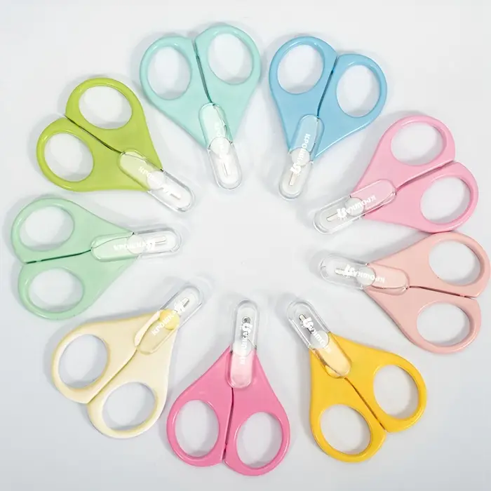 Ножницы маникюрные, детские, с защитным колпачком, зеленый