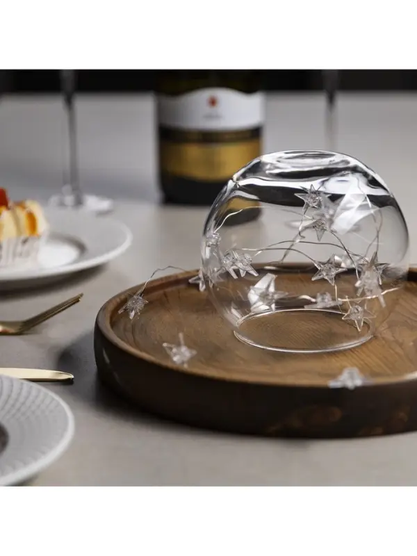 Гирлянда &laquo;Нить&raquo; 2 м, роса с насадками &laquo;Звезда&raquo;, IP20, серебристая нить, 20 LED, свечение белое, 2 режима, ААх2