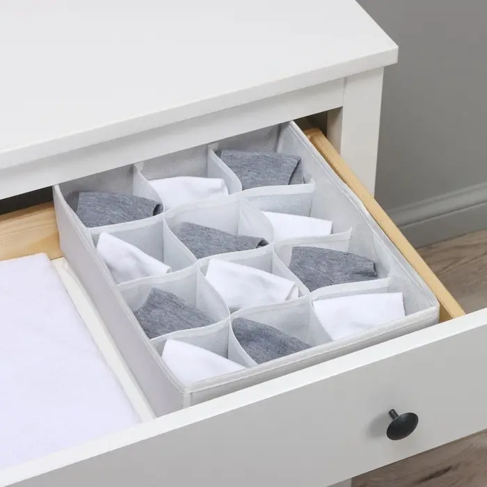 Органайзер для хранения белья LaDо́m, 12 ячеек, 32&times;24&times;12 см, серый