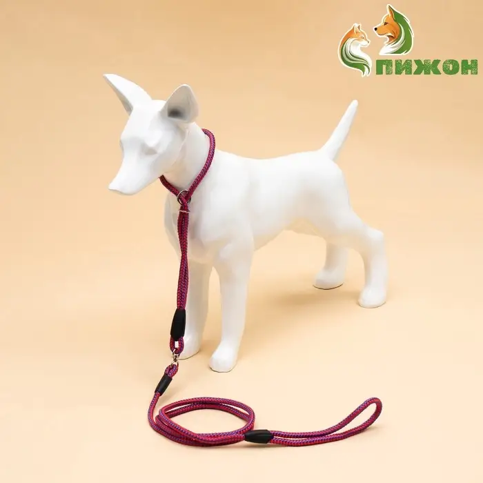 Ринговка для собак, 150&times;0.6 см, с вертлюгом, красная, синяя